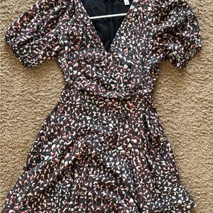 Nine West White and Pink Puff Sleeve Mini Dress